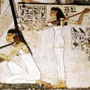 Egyptolog Žába - A detail of a wall painting in the tomb of Rekhmire showing women playing the harp, lute and tambourine
