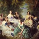 Franz Xaver Winterhalter - Dvorní dámy (1855) – Císařovna Eugenie je mírně vlevo, obklopana svými dámami – wikipedia