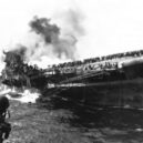 Bitva o Okinawu 1945 - Hořící Franklin 19. 3. 1945.