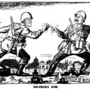 Blokáda Berlína a vzdušný most - Karikatura – souboj amerického prezidenta Trumana a Stalina nad Berlínem – cvce