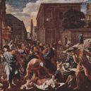 Poussin - Mor v Ašdódu, 1630-1631-starozákonní příběh-motivem je skutečná událost-morová epidemie roku 1630 v Miláně- wikipedie