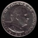 Monacký kníže Rainier III. - Podobizna knížete Rainiera III. na minci, monacký frank 1978 . wikipedie