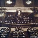 Národní souručenství - Slavnostní schůze Národního souručenství k prvnímu výročí jeho existence 10. dubna 1940 za přítomnosti státního prezidenta Emila Háchy a členů protektorátní vlád