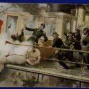 Admirál Makarov - Smrt ruského admirála Stěpana Makarova v námořní bitvě o Port Arthur – pohlednice – Japan War Art
