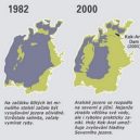 Aralské jezero - mapa vysychání Aralského jezera