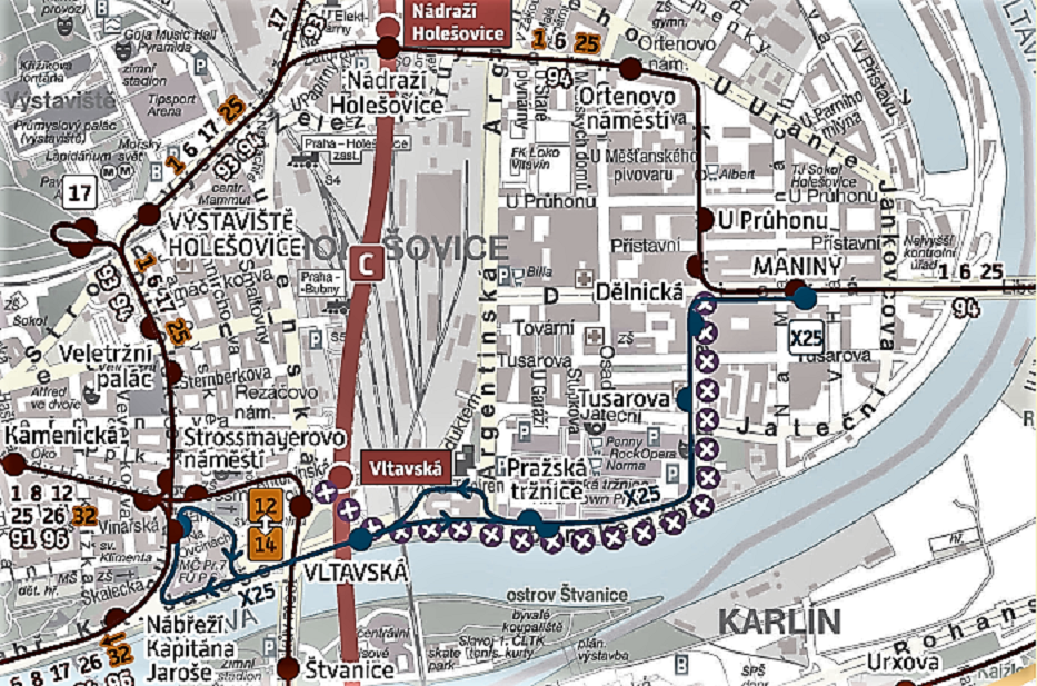 mapa vltavska delnicka
