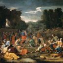 Poussin - Židé sbírají manu, 1639 – ústřední postava Mojžíše v modro-červeném plášti – wikipedie