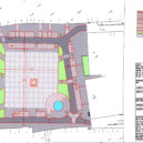 Revitalizace historického jádra města Slaný. Návrh úprav Masarykova náměstí (Sýkora a kol.) - mapa budoucích úprav stavu masarykova náměstí