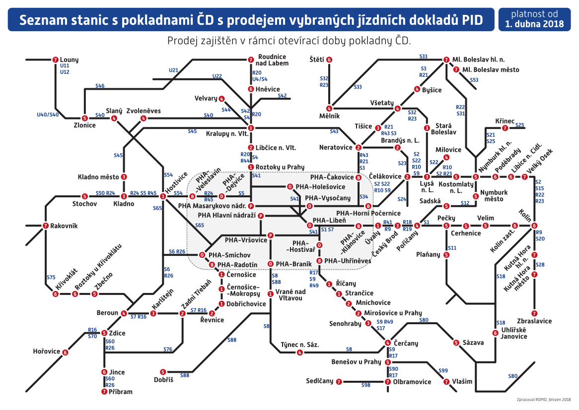 Seznam stanic, kde koupíte lístek