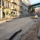 Rozkopaná Husitská ulice - Husitská ulice, Praha Žižkov.