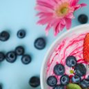Jedlé květiny - jogurt, ovoce, květina, borůvky, jídlo