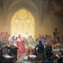 Dobytí Prahy Jiříkem z Poděbrad roku 1448 - Obraz Jiří z Poděbrad, král obojího lidu z cyklu Slovanská epopej od Alfonse Muchy, 1923 – wikipedie