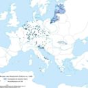 Bitva u Chojnice 1454 - Mapa řádových sídel v Evropě včetně řádové země v Prusku roku 1300 – wikipedie