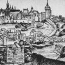 Bitva pod Vyšehradem 1420 - Pražský hrad před jagellonskou přestavbou, veduta vytištěna roku 1493 – WIKIPEDIE