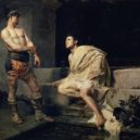 Konec gladiátorských her - Gladiadores después del combate, José Moreno Carbonero (1882) – wikimedia.commons