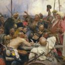 Sultán Mehmed IV. - Ilja Repin – Záporožští kozáci píší dopis tureckému sultánovi (rok vzniku 1880 až 1881) – wikipedie