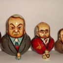 Brežněv – rozorání celin - Ruské politické matrjošky-Putin, Jelcin, Gorbačov, Brežněv, Chruščov a stalin – wikimedia.commons