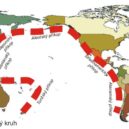 Tsunami 2004 - Schéma Ohnivého kruhu v Tichém oceánu (čárkovaně) – wikipedie