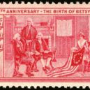 První vlajka USA - Betsy Ross 200th Anniversary commemorative stamp, issued in 1952 – wikipedie