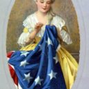 První vlajka USA - Betsy Rossová šijící vlajku -wikimedia.common –