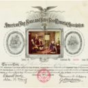 První vlajka USA - Certificate of the American Flag House and Betsy Ross Memorial Association, issued 1912 -wikimedia.common –