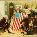 První vlajka USA - Great Americans and their noble deeds; containing the lives of almost fifty of our nation’s heroes and heroines- wikimedia.common-