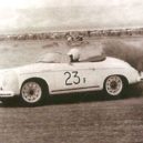 James Dean - James Dean and Porsche Speedster 23F at Palm Springs Races, March, 1955. Copyright Chad White with permission. James Dean At Speed, 2005 Lee Raskin, author.-wikimedia.commons –