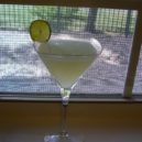 Kartuziáni a chartreuska - Last Word cocktail with a slice of lime in front of a window screen. (2007) -wikimedia.commons-