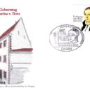 Katharina von Bora – Lutherová - Obálka prvního dne německé pošty k 500. výročí narození Kathariny von Bora – wikipedia