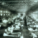 Pandemie hrozí - The Spanish Influenza. Emergency military hospital during influenza epidemic, Camp Funston, Kansas, United States – –