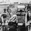 Gatling - Gatling gun battery, Fort Lincoln, Dakota Territory, showing military quarters and blockhouse – 1877 -wikimedia.commons –