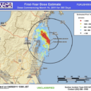 Fukušima - Japonsko, Fukušima, elektrárna NNSA_DOE_Dose_Map_Fukushima