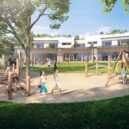 Vizualizace MŠ Mydlinky v Praze 12 - FOTO JIH V Praze 12 bude postavena hospodárná mateřská škola s políčky i drobným zvířectvem – Vizualizace studia LOXIA 3
