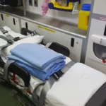 uvnitř sanitky, osvětlení ambulance, místa pro ambulance, sanitní salón, záchranná nosítka